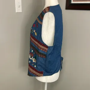 Bobbie Brooks With Love Vintage 90s Y2K Denim Vest Womens Size Medium Baking thumbnail 2
