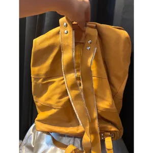 Vintage Amanda Johnson Yellow Leather Backpack Helsinki 1999 Commemorative Bag thumbnail 7