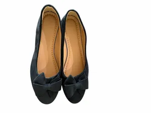 Women's Black Wedge Heeled Bow Accent Slip On Shoe Size 40 aka 9 #260322 thumbnail 2