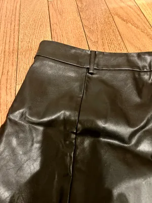 SHEIN NWOT Sexy High Waist Notch Hem Leather A-Line /two front slits L thumbnail 5