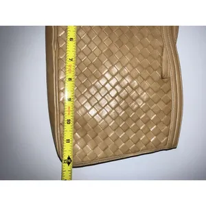 Vtg Morris Moskowitz Tan Nude‎ Handbag Purse Woven Leather Clutch 80s M thumbnail 8