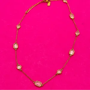 Kate Spade New York Gold Tone Clear Crystal Station Necklace Emerald & Round Cut thumbnail 5