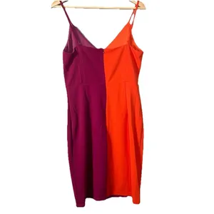 Lulus Perfect Duo Coral Red and Purple Color Block Bodycon Mini Dress Size Large thumbnail 5
