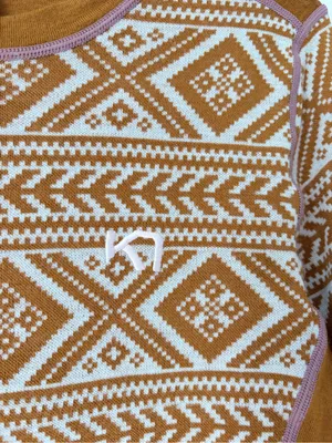 Kari Traa Floke Long Sleeve Base Layer Gold Rust Wool Top size medium Brown thumbnail 5