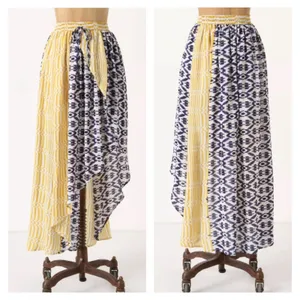 Anthropologie Funktional Silk Bent Stripes Asymmetrical High Low Skirt Medium thumbnail 2