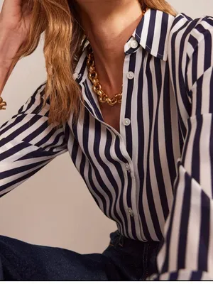 Boden Sienna Stripe 100% Silk Shirt Button Down Blouse Top US 2R thumbnail 3