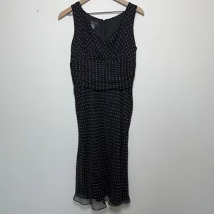 VTG 90s Harold's Womens 100% Silk Dress 6 Black Polka Dot Babydoll Pinup Wedding thumbnail 5