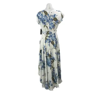 NEW Lulus French Country Side White Floral Asymmetrical Hem Hi-Low Dress Size L thumbnail 3