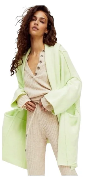 Free People Oversized Open Knit Cardigan Sweater Mint Green Size M/L OB1039497 thumbnail 1