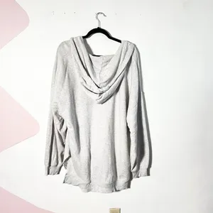 Aerie Sweatshirt Womens Medium Gray Oversized Hoodie Distressed thumbnail 2