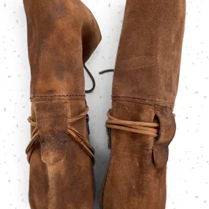 Freebird by Steven Brock Boots Brown Tan Suede Tall Heel Leather OTK Fall Boho 9 thumbnail 5