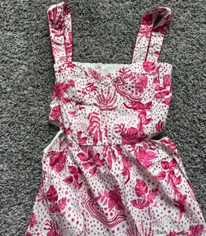 Zara White Midi Dress with Pink Floral Print thumbnail 5