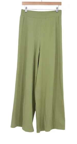 OQQ Womens Sage Green Ribbed Wide Leg Yoga Pants High Waisted Lounge Size L thumbnail 1