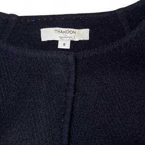 Thakoon Collective Black Wool Coat Size 8 Herringbone Design Dressy Wool EUC thumbnail 6