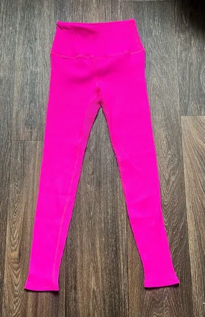 Hot Pink Ribbed Leggings thumbnail 1