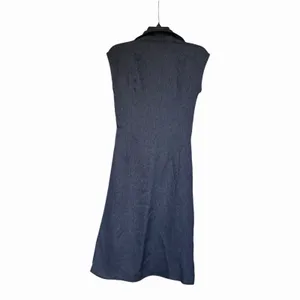 OGL Denim Look Midi Dress Collared Tie Waist Linen Blend NWT Extra Small thumbnail 5