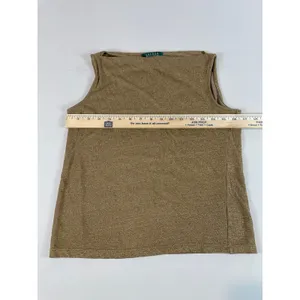 Lauren Ralph Lauren Gold Sleeveless Top Size M Classic Style thumbnail 6