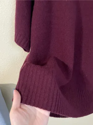 J. Crew Lambs Wool Oversized Sweater Tee Shirt Short Sleeve Size XS Burgundy thumbnail 11