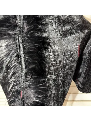 Dark Dragon Lord Warlock Costume Halloween cosplay Black Feathers Zippers gothic thumbnail 8