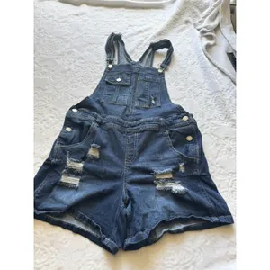 Almost Famous Romper, Women's Size 13 Blue, Denim, Overalls Shorts Distressed thumbnail 7