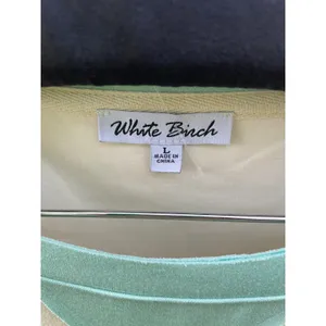 White Birch Womens Colorblock Sweatshirt Cream Mint Green Pullover L thumbnail 3