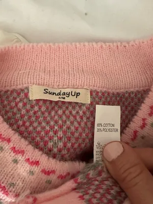 Sunday Up Women’s Pink Floral Knit Ruffle Crewneck Pullover Sweater Size Small thumbnail 4