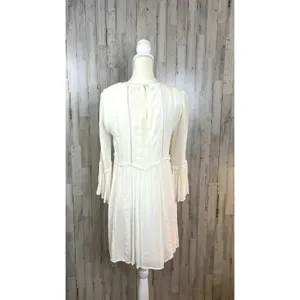 Lulus Women's Small White Crochet Lace Babydoll Long Sleeve Short Party Dress‎ thumbnail 8