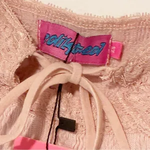 Edikted Size XS Light Pink Lacey Knit Cut Out Snap Bodysuit NEW thumbnail 2