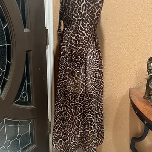 Zara long sleeve cheeta print dress thumbnail 5