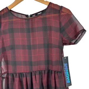Seventeen Junior Sheer Plaid Dress Indie Sleaze‎ Dark Academia Mallcore Y2K NWT thumbnail 7