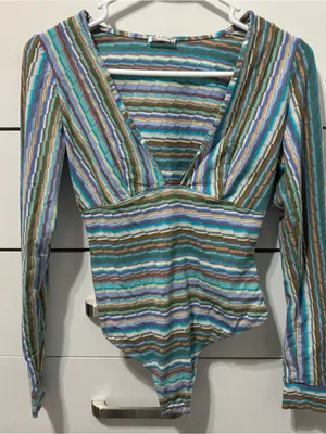 Free People Intimately Stripe V Neck Bodysuit thumbnail 2