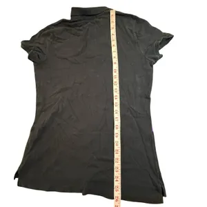 Ralph Lauren Skinny Polo Purple Black Colorblock Crest Shirt Womens L Vintage thumbnail 2