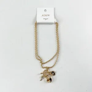 J. Crew Lock And Key Charm Necklace Gold 30" thumbnail 2