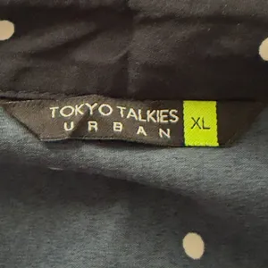 Tokyo Talkies Urban Navy Blue Polka Dot Belted Midi Dress Sz XL thumbnail 7
