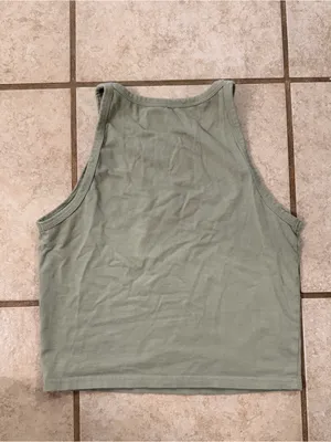 Amazon Sage Green High-Neck Cropped Tank Top thumbnail 2