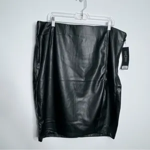 Liverpool NWT‎ Stitch Fix Faux Leather Skirt Pencil Side Slit Black 18W Workwear thumbnail 2