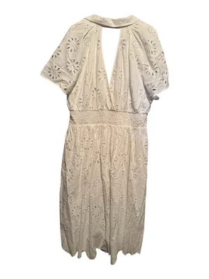 Maeve by Anthropologie White Eyelet Cotton Midi Dress thumbnail 9