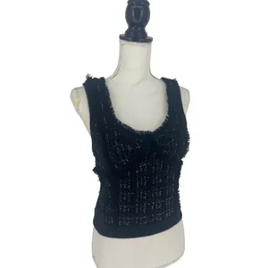 SIMKHAI‎ Metallic Boucle Tweed Bustier Top Black Medium thumbnail 6