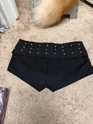 Edikted black studded mini shorts thumbnail 2