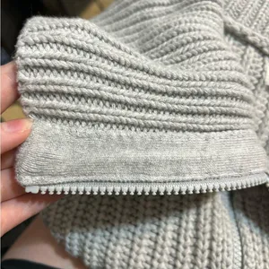Aerie Double Zip Knit Foldover Grey Cardigan Sweater Size Medium Rugby Cozy thumbnail 9