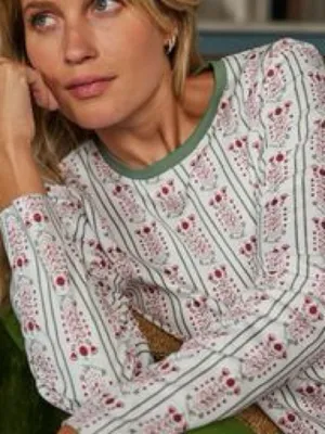 Lake Pajama Long Sleeve Top in Scarlet Antoinette thumbnail 3