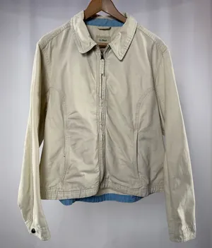 L.L. Bean Full‎ Zip Cotton Lightweight Jacket in Cream Size XL thumbnail 1