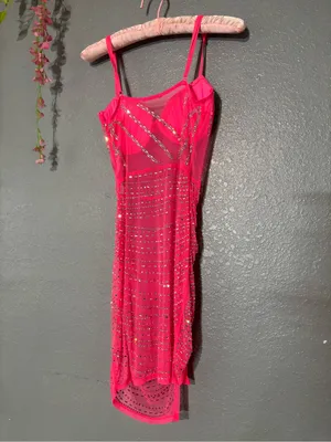 Hot Pink Embellished Mesh Bodycon Dress thumbnail 4