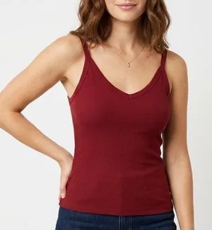 Unbranded Red Ribbed V-Neck Spaghetti Strap Camisole Top Style 970 Mens S thumbnail 1