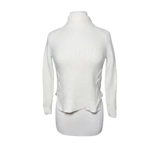 GRIFFIN Cashmere Women’s Cream Cableknit Mock Neck Pullover Sweater thumbnail 2