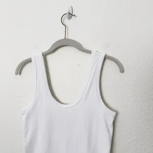[Nuuds] White Ribbed Knit Scoop Neck Sleeveless Tank Bodysuit Top Size Medium M thumbnail 5