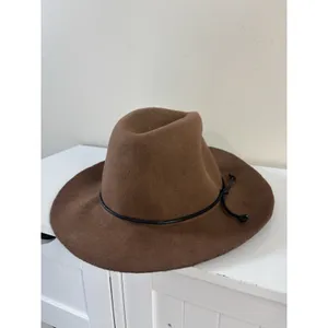 100% Wool Felt Brown Brim Hat Fedora Women’s O/S Western Boho thumbnail 3