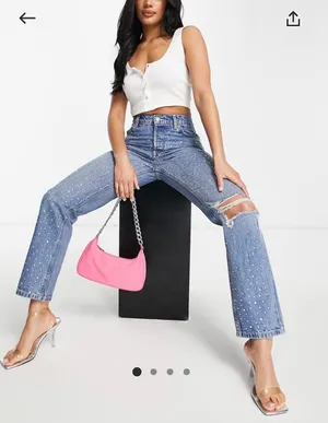 Diamanté jeans ASOS Design Blue Size 28 thumbnail 1