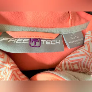 FreeTech Size Large Bright Orange Pink Waterproof Zip Up Pockets Jacket thumbnail 6