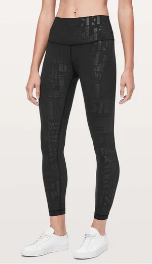 Lululemon Wunder Under‎ 25 Leggings 8 20YR Manifesto Embossed Black Luxtreme thumbnail 1